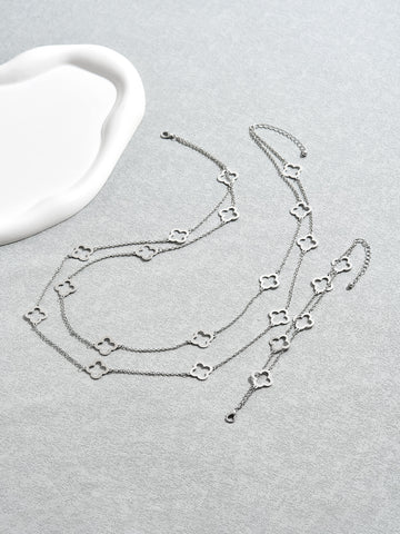 "In Deep Thoughts" Silver Necklace and Bracelet Set