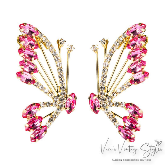 "Pretty in Pink" Pink Butterfly Earrings