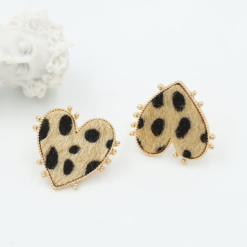 “Trust Your Instincts” Heart Shaped Leopard Studs