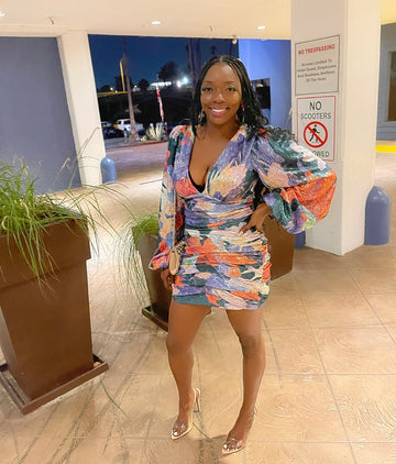 Wild For You Ruched Mini Dress - Multi Color (Worn Once)