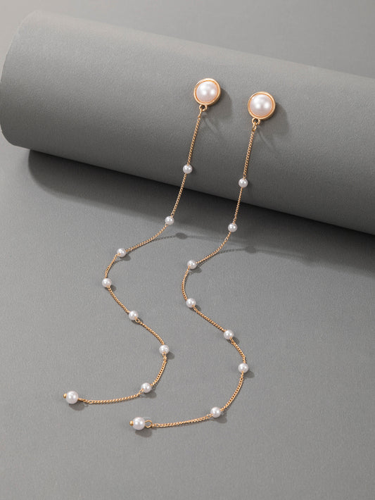 "Elegant Dreams" Long Pearl Earrings
